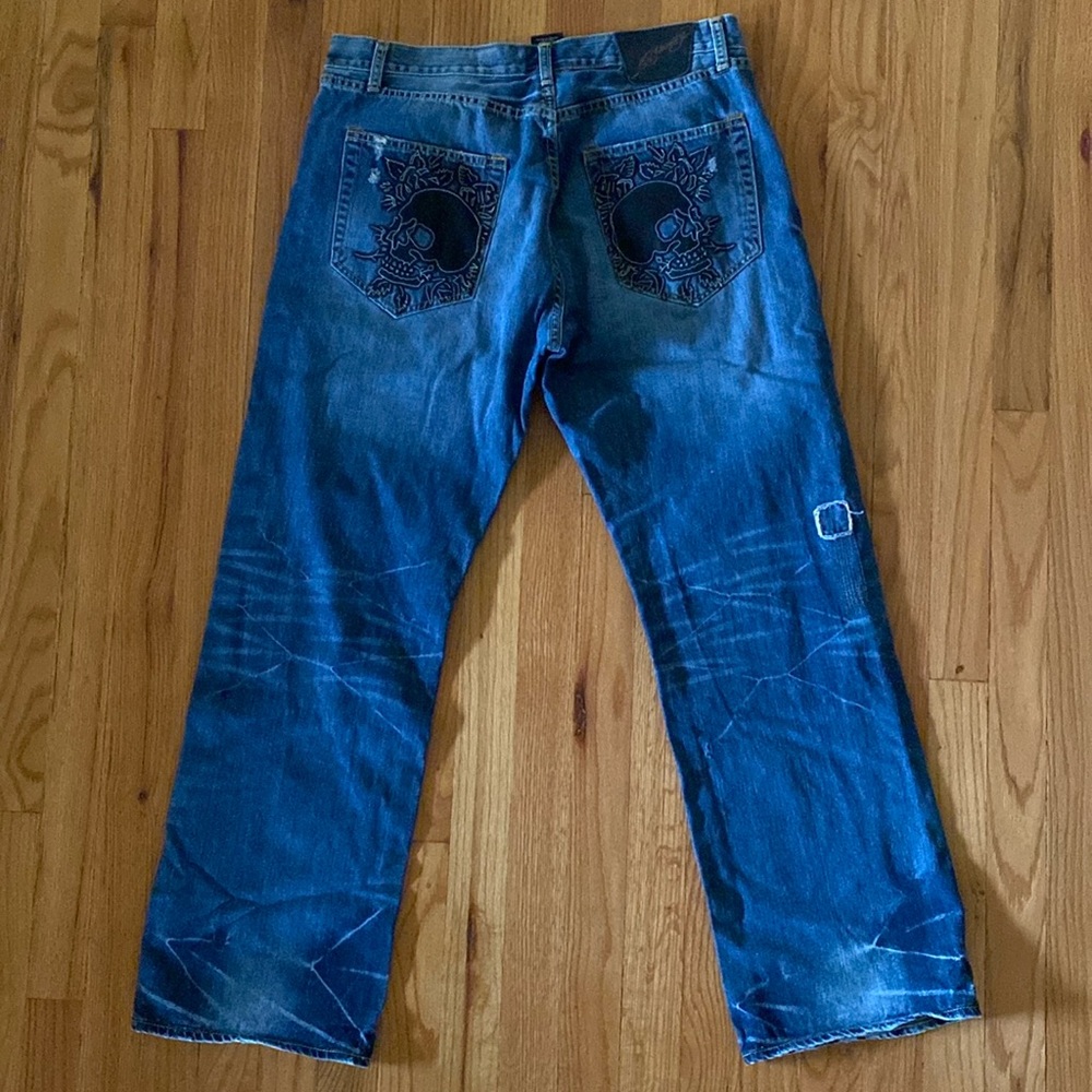 Vintage Y2K Ed Hardy skater jeans with skull pockets size 38
